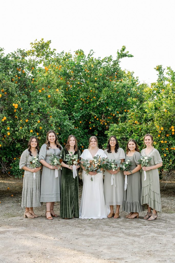 Bridal party in green