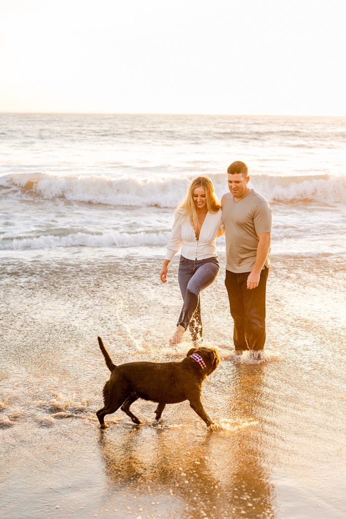 Beach Engagement session with dog
