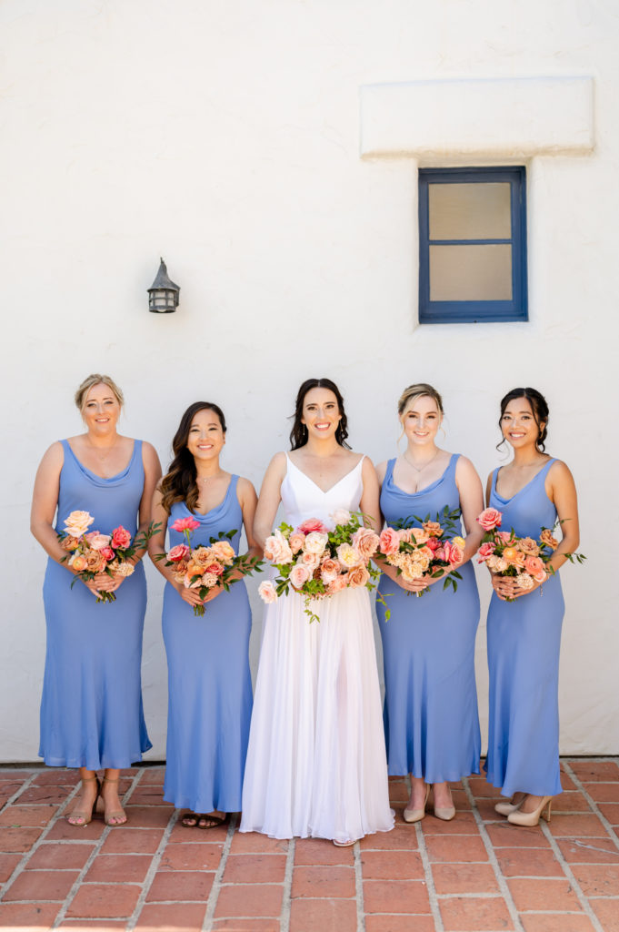 Ole Hanson wedding with bridesmaids in blue
