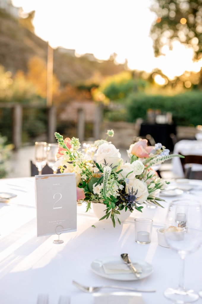 The Ranch Laguna Beach wedding reception outdoor table decor