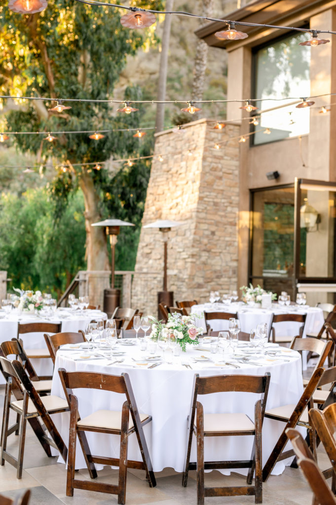 The Ranch Laguna Beach wedding reception outdoor dinner on the sage patio