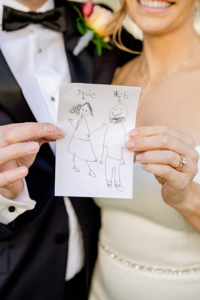 Bride and groom drawing by a kid